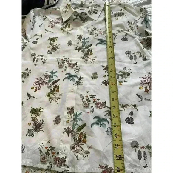 Poggianti 1958 3/4 Sleeve Button Down Shirt Size 2 Blouse Collared Top Italy - Picture 4 of 10